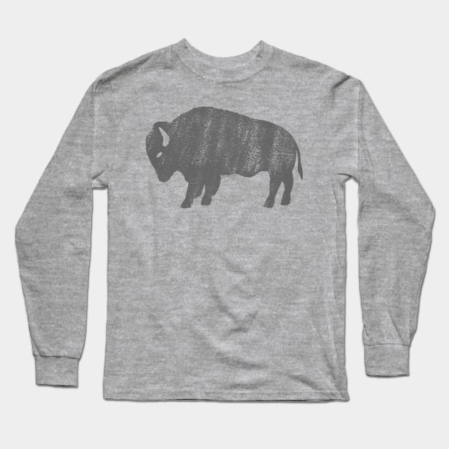 Distressed Buffalo American Bison Long Sleeve T-Shirt by Brobocop